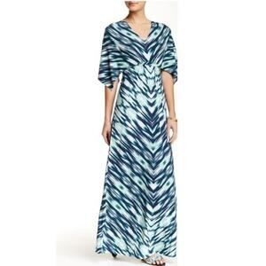 Tommy Bahama Beach Wind Maxi Dress Size XXS Blue Ocean Deep V-Neck Long Beachy